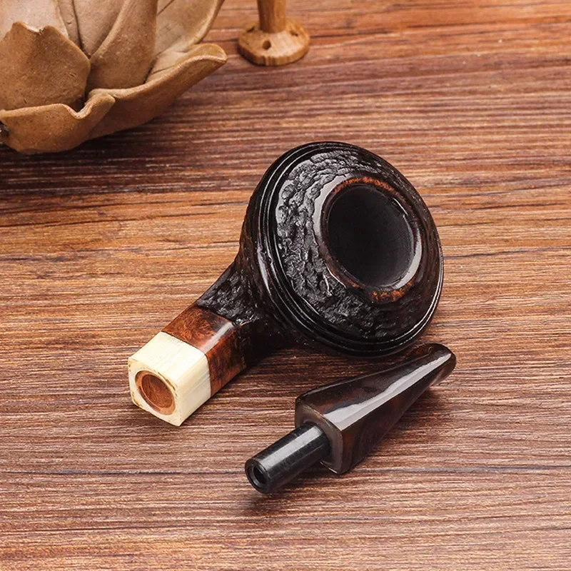 

Black Oak Wood 3mm Filter Cut Tobacco Pipe Retro Gentleman Bent Type Handle Handmade Smoking Pipe with Gift Accessory