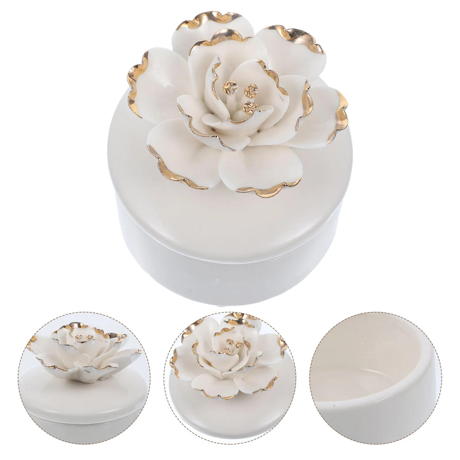 

Premium Ceramic Jewelry Storage Box Beautiful Trinket Organizer for Necklace Bracelet Earring Ring Holder Decorative Case