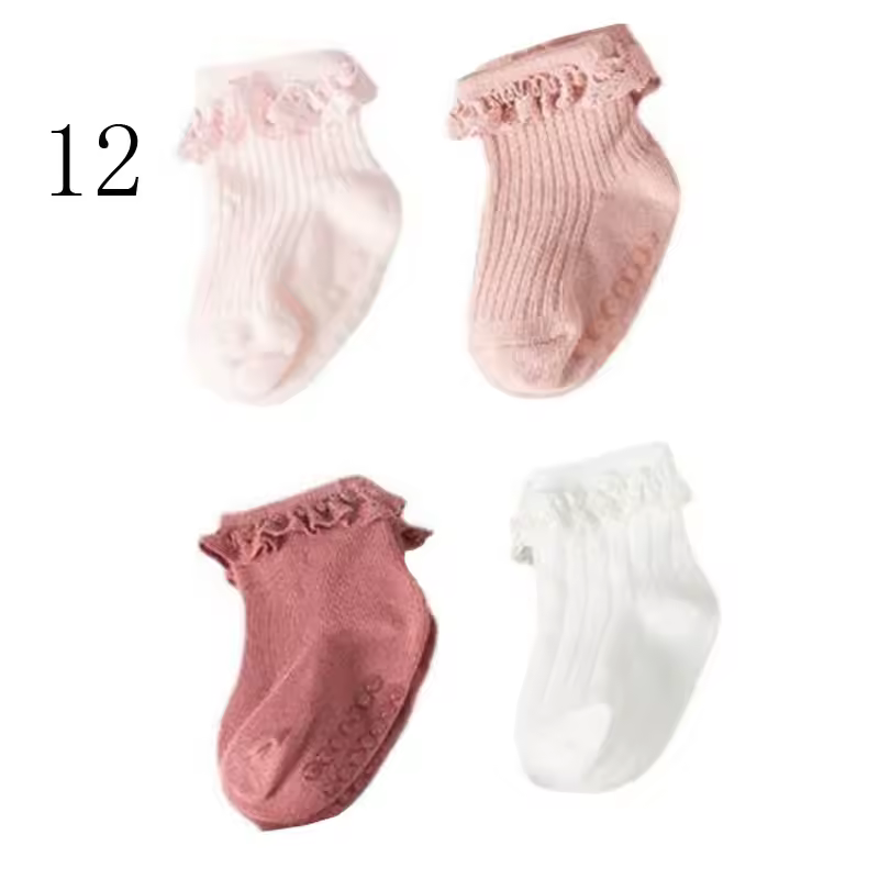 4Pair/lot new baby children's non-slip autumn winter cotton socks solid color baby foot socks - Image 15