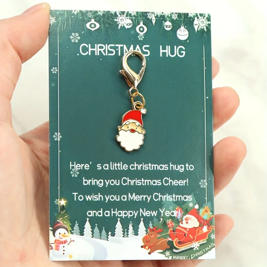 Gift for Her/Him 10pcs Christmas-themed Keychain Set Featuring Designs of Santa Claus, Snowmen, Gingerbread Men, Bells, Reindeer