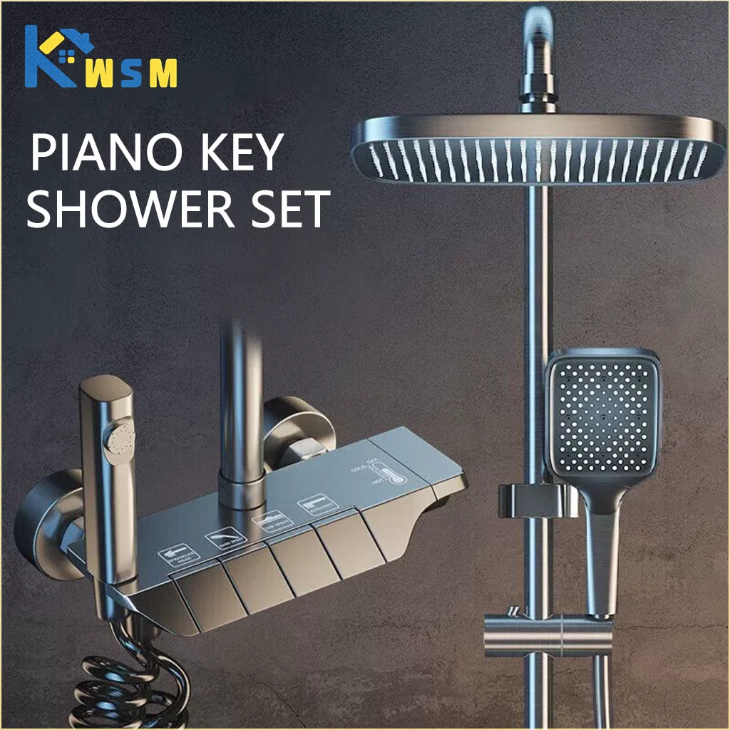 

Piano Button Shower Digital Shower Set Thermostatic Home Shower Piano Key Shower System Spa Bathroom Shower System Sets