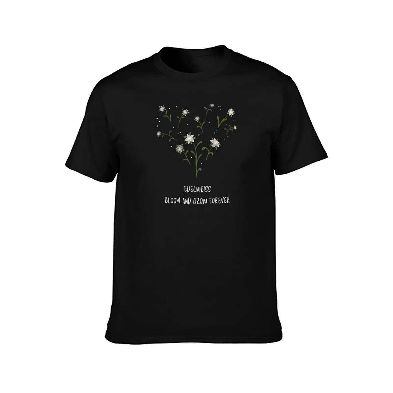 Edelweiss - Bloom and Grow Forever T-Shirt, Summer Casual Cotton Tee, Oversized Streetwear Tops, Vintage Graphic Print