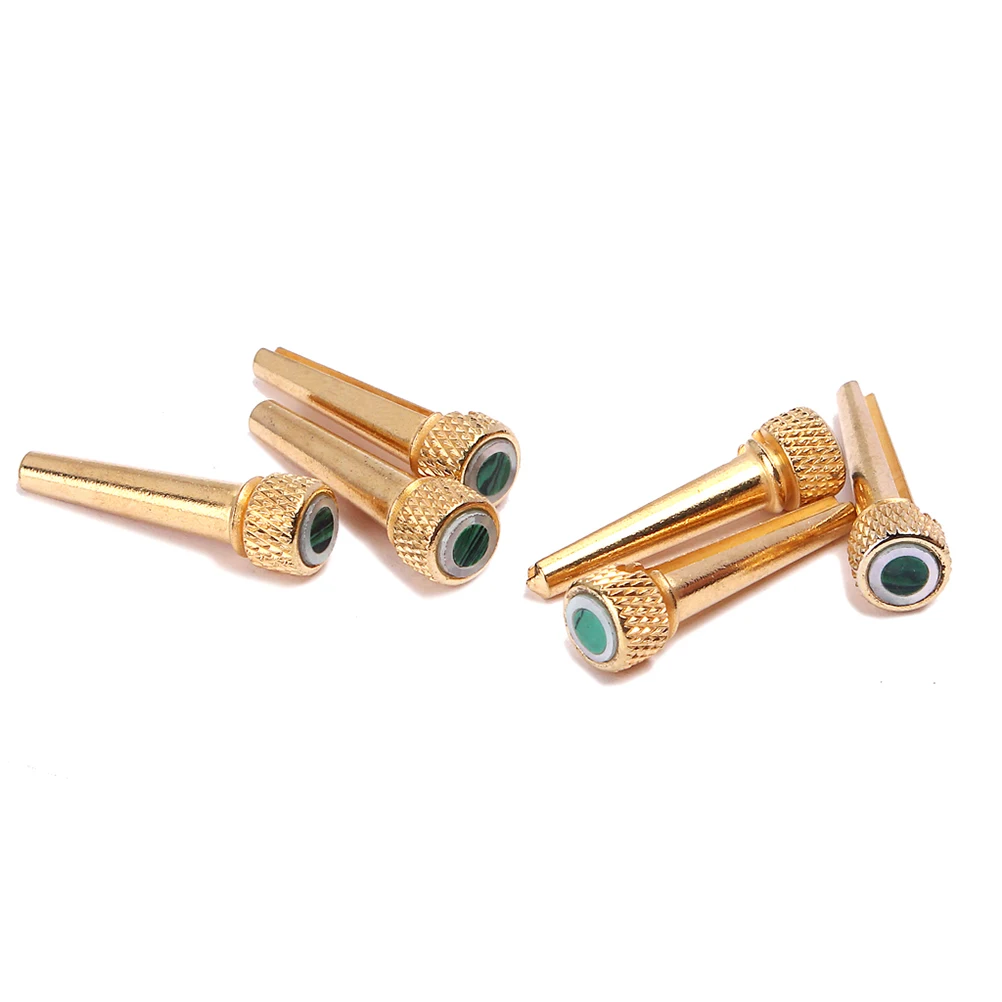 

6 Pcs Golden Stringed Guitar Brass Bridge Pins Inlaid Abalone Dot Spare Parts Accessory