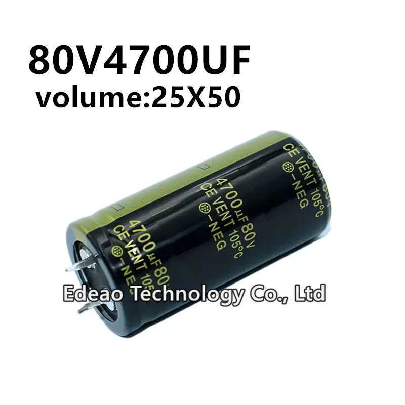 

2Pcs/lot 80V 4700UF 80V4700UF 4700UF80V volume: 25X50 mm audio power amplifier inverter aluminum electrolytic capacitor