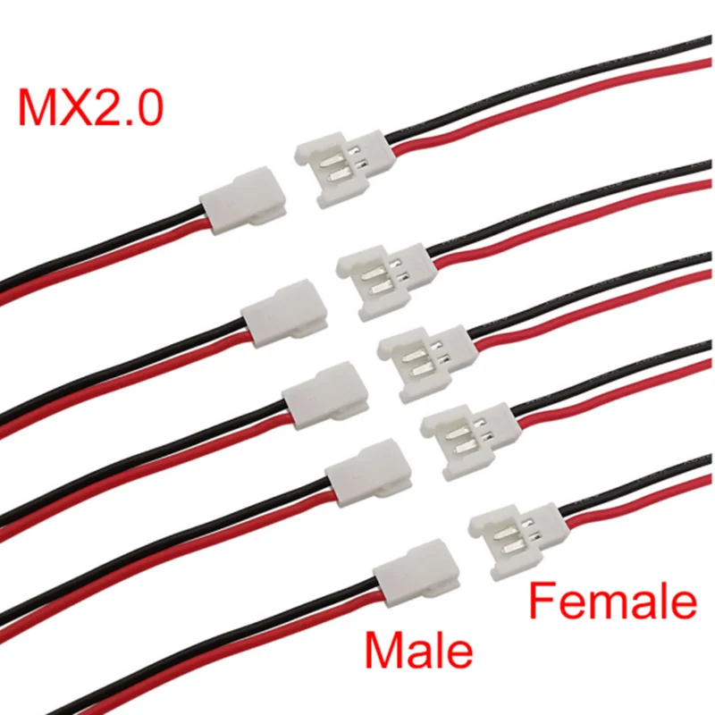 5-50Pcs MX 2.0MM 2 핀 와이어 케이블 플러그 커넥터 남성과 여성 배터리 충전 케이블 2P 공중 도킹 15CM 26AWG