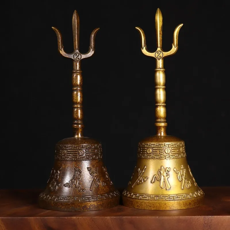with three prongs, large copper , temple , brushed car , pet doorbell, brass bell for home use