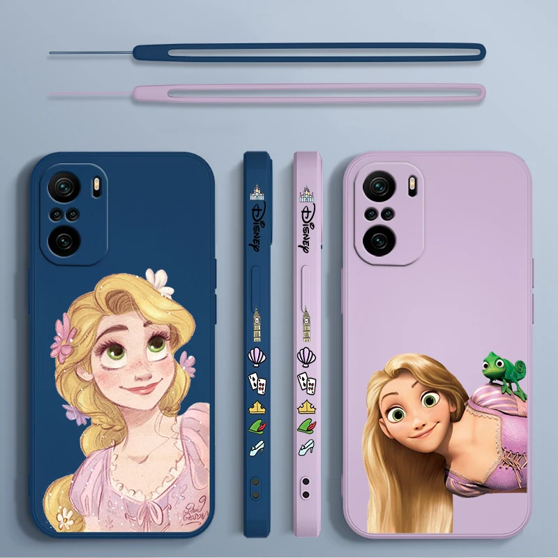 Tangled Disney Princess For Xiaomi Redmi Note 13 12 12Pro 11 11S 11T 10S 10 Pro Plus 5G Liquid Left Rope Phone Case