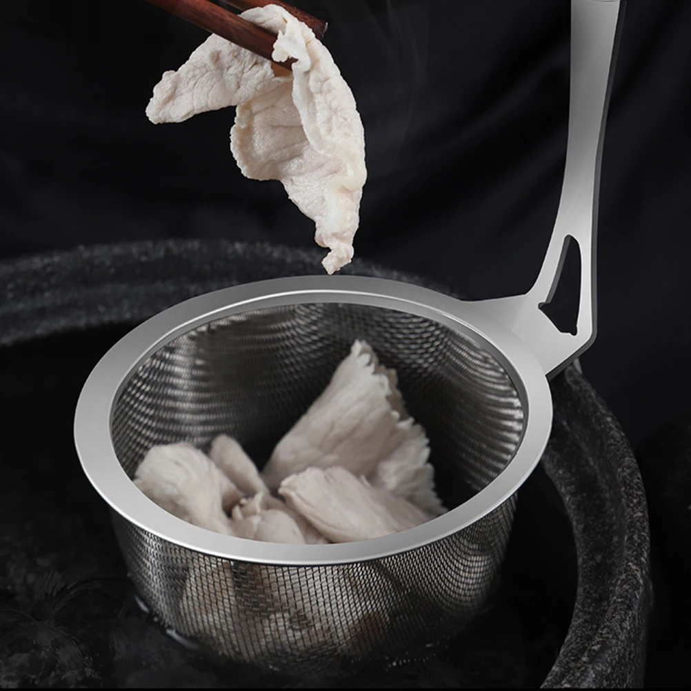 

Stainless Steel Colander Handheld Strainer Kitchen Noodle Filter Food Basket Pasta Mesh Oil Skimmer Ladle Hot Pot Spoon