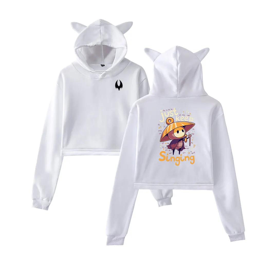 هولو نايت ميرش خمر 90s الشارع الشهير شعار هوديي هوديس بلوزات للفتيات القط الأذن المحاصيل موضة الرياضة البلوز