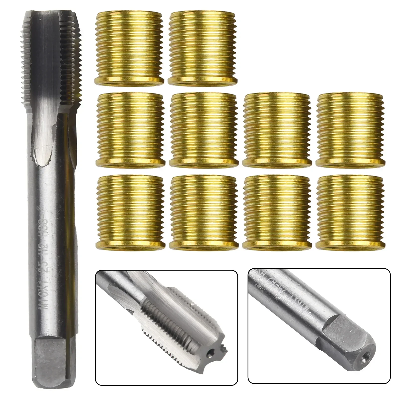 Thread Repair Tools For Gasoline Engine, M14X1 25 Inserts And M16X1 25 Tap, Wear And Corrosion Resistant, High Speed Steel Tap