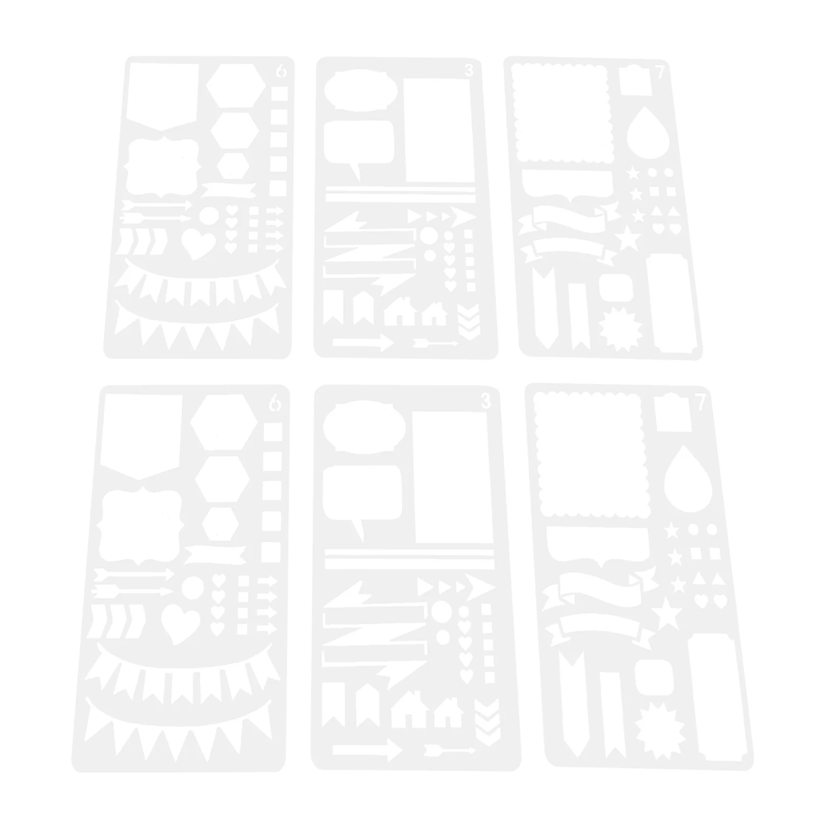 

6Pcs Drawing Lace Ruler Planner Stencils Smooth Pet Reusable Painting Templates for Journal Notebook Craft DIY Art Supplies
