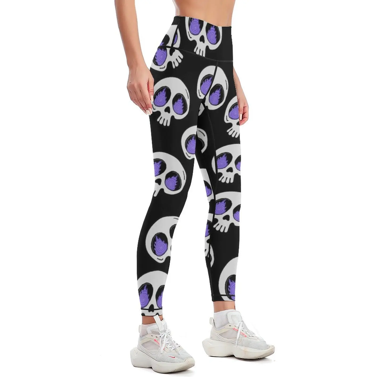 Too Possessed to Be Stressed - Cute Halloween Skull Leggings sports woman gym legging gym Womens Leggings