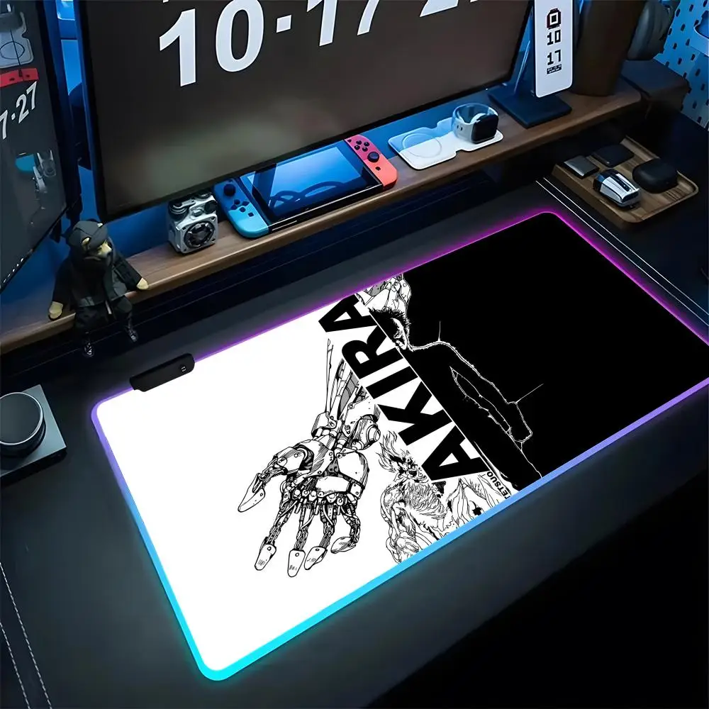 

A-AKIRA Anime Mouse Pad Gaming Rgb Mousepad Valorant Backlit Keyboard Gamer Girl Xxl Laptop Mat Table Pads Deskpad