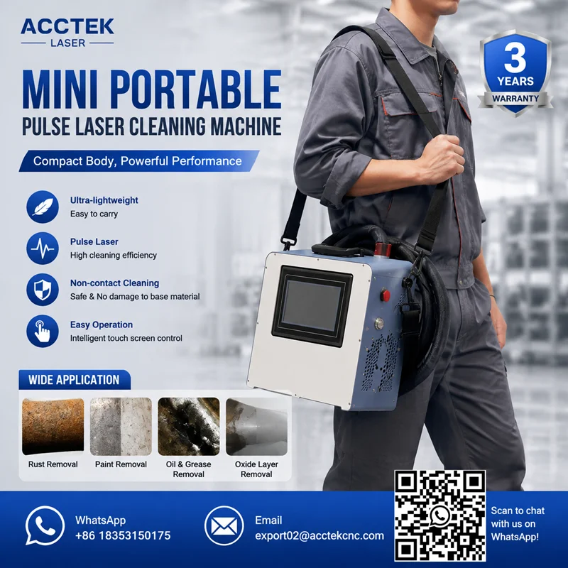 Mini Portable Laser Cleaning Machine Hand-Carry Design Pulsed Fiber Laser Metal Rust Wood Stone Paint Removal Cleaner 300w 500w