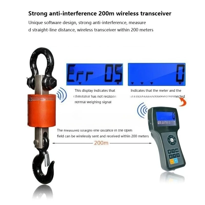 3 T/ 5 T/10 T Wireless Electronic Crane Scale Wireless Printing Crane Scale Hook Called Driving Scale