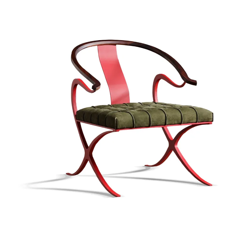Medieval leisure chair modern simple matte leather designer high-end personalized single retro tea table chair