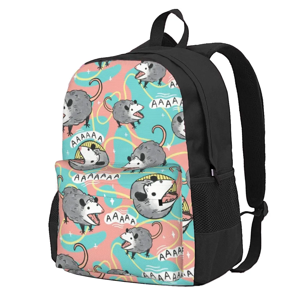 Opossum Screm Pattern Backpack for Men Women Teenage High School Work Daypack Possum Animal Laptop Computer Canvas Bags Sports