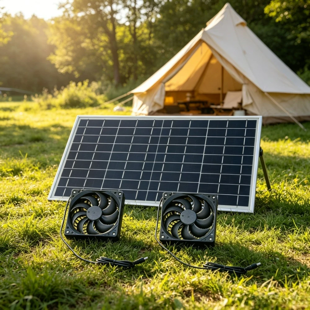 Solar Ventilation Kit with 10W Solar Panel Two Cooling Exhaust Fans for Greenhouse Chicken Coop Pet House RV Shed Attic Barn