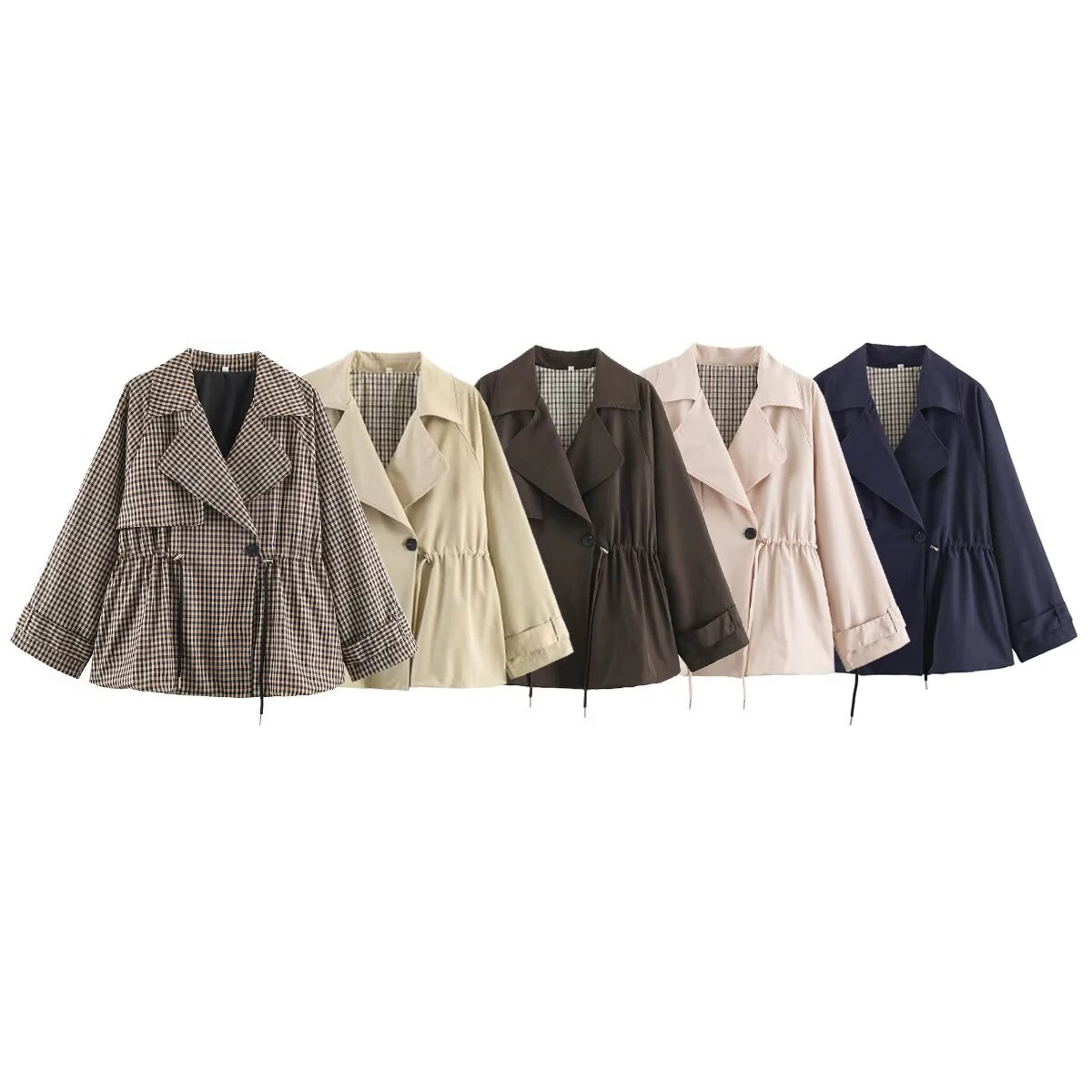 European and American style 2026 autumn new women's clothing design sense versatile plaid double breasted trench coat jacket