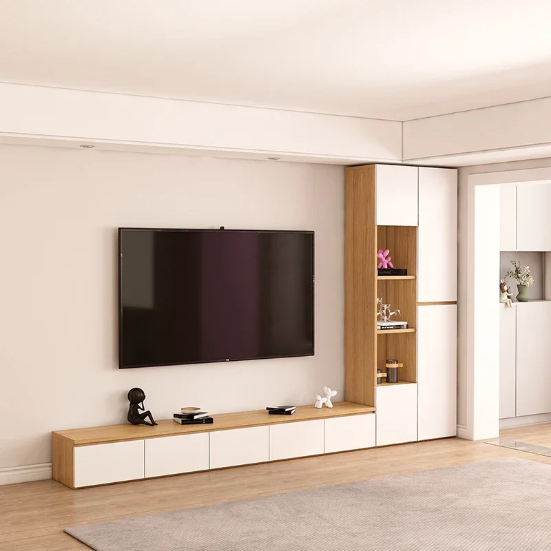 Customized TV cabinet, modern minimalist living room, floor to ceiling wall cabinet, TV wall, living room storage