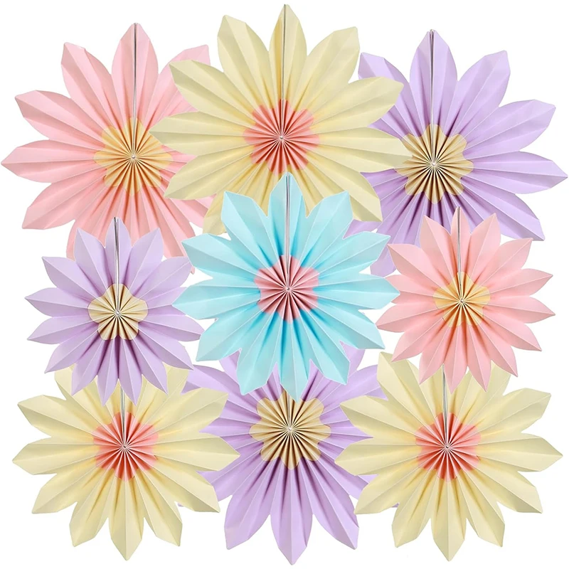 

9Pcs Multicolor Artificial Paper Flower Party Hanging Decoration for Home Room Decoration Baby Shower Birthday Party Decor