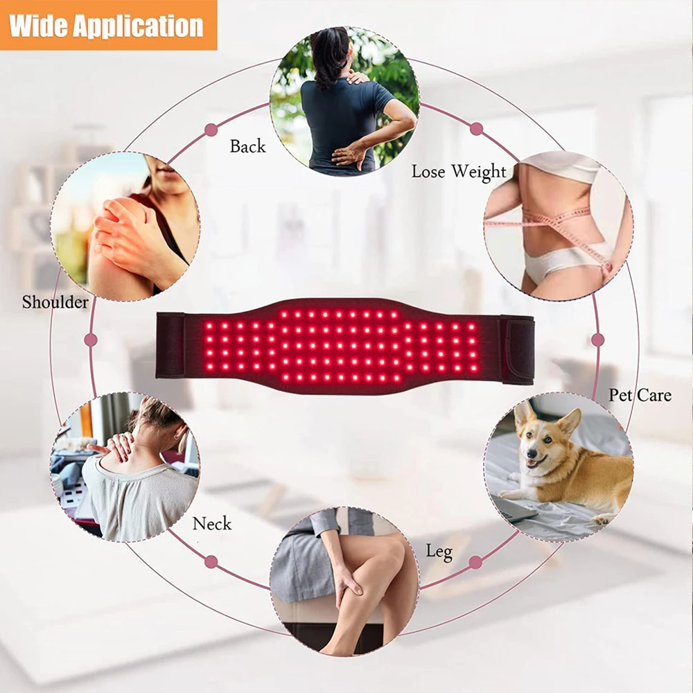 Red Light Therapy Belt Infrared Light Therapy Wrap Device for Body 660nm 850nm with Timer Back Shoulder Waist Pain Relief