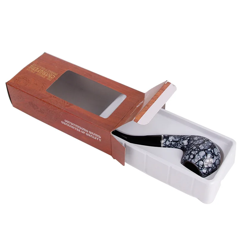 3 Devise  Frosted Smoking Pipe Black Resin Marbling Tobacco Pipe with Filter Smoking Accessories Men\'s Holiday GiftTool