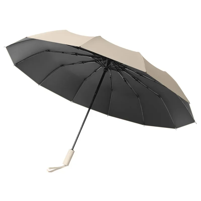 Diameter 108cm Fully Automatic Umbrella 3 Folding Sunshade Rain Sunscreen 12K UV Protection Rainy Plus Black Coating Umbrella