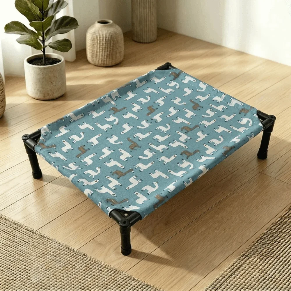 HLH Sturdy Frame Non-Slip Dog Marching Bed Moisture Proof Removable Pet Camping Bed Washable Breathable Cat Sofa Bed Indoor Outd