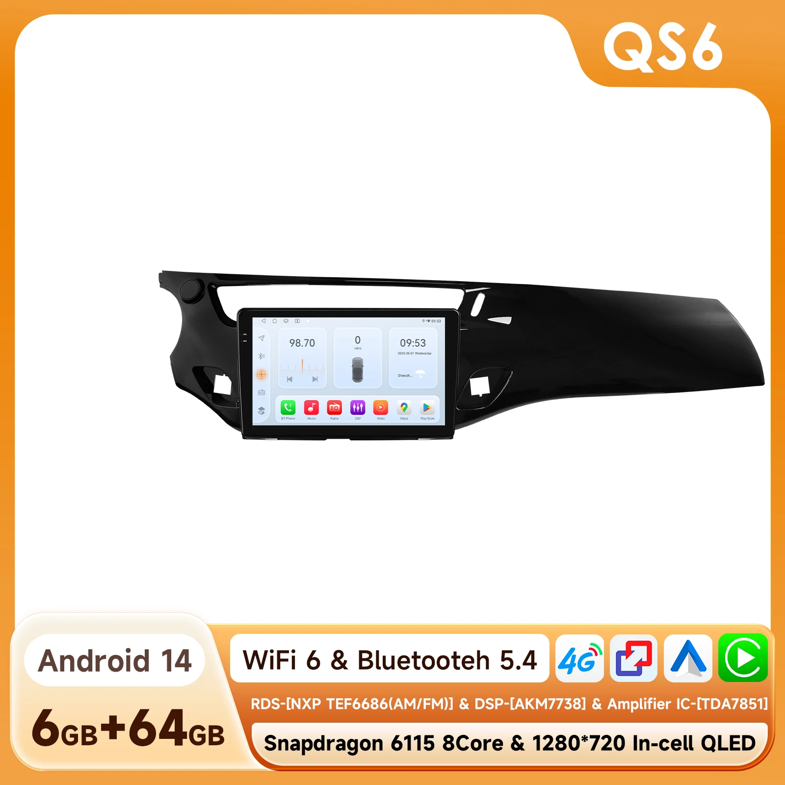 9 ''6115 Intelligent Scherm 2din Android Autoradio Multimedia Video Player voor Citroen C3 DS3 2010-2016 GPS Carplay Auto 4G RDS