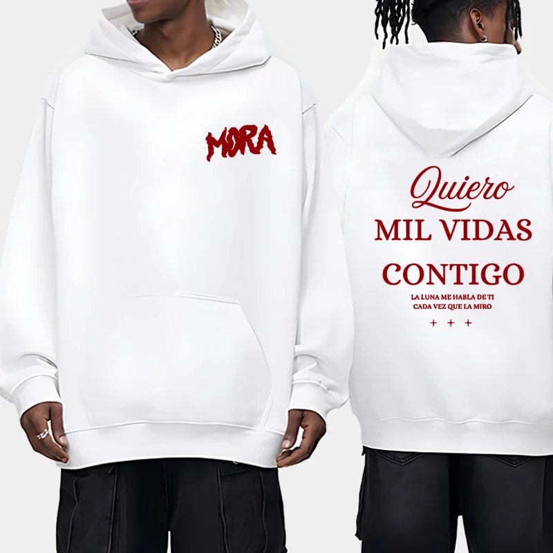 

2025 Rapper Mora Lo Mismo De La Otra Vez Tour Album printed Hoodies Unisex vintage Fleece pullover Men women Casual Sweatshirt