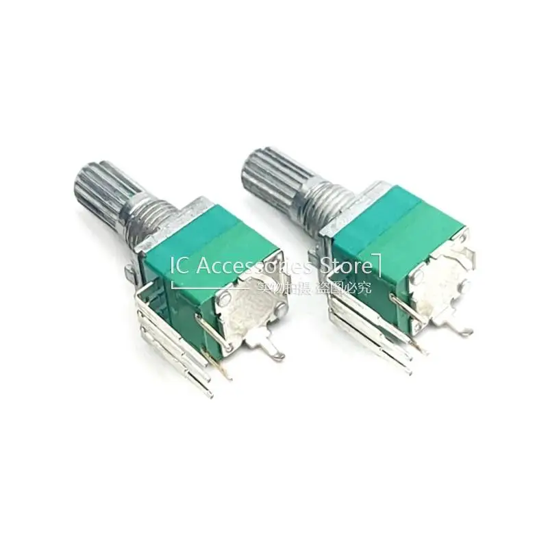 2PCS RK097 Single Vertical With Switch B10K B103 B50K B503 Bent Foot 5Pin Volume Adjustment Potentiometer Flower Shaft 15MM