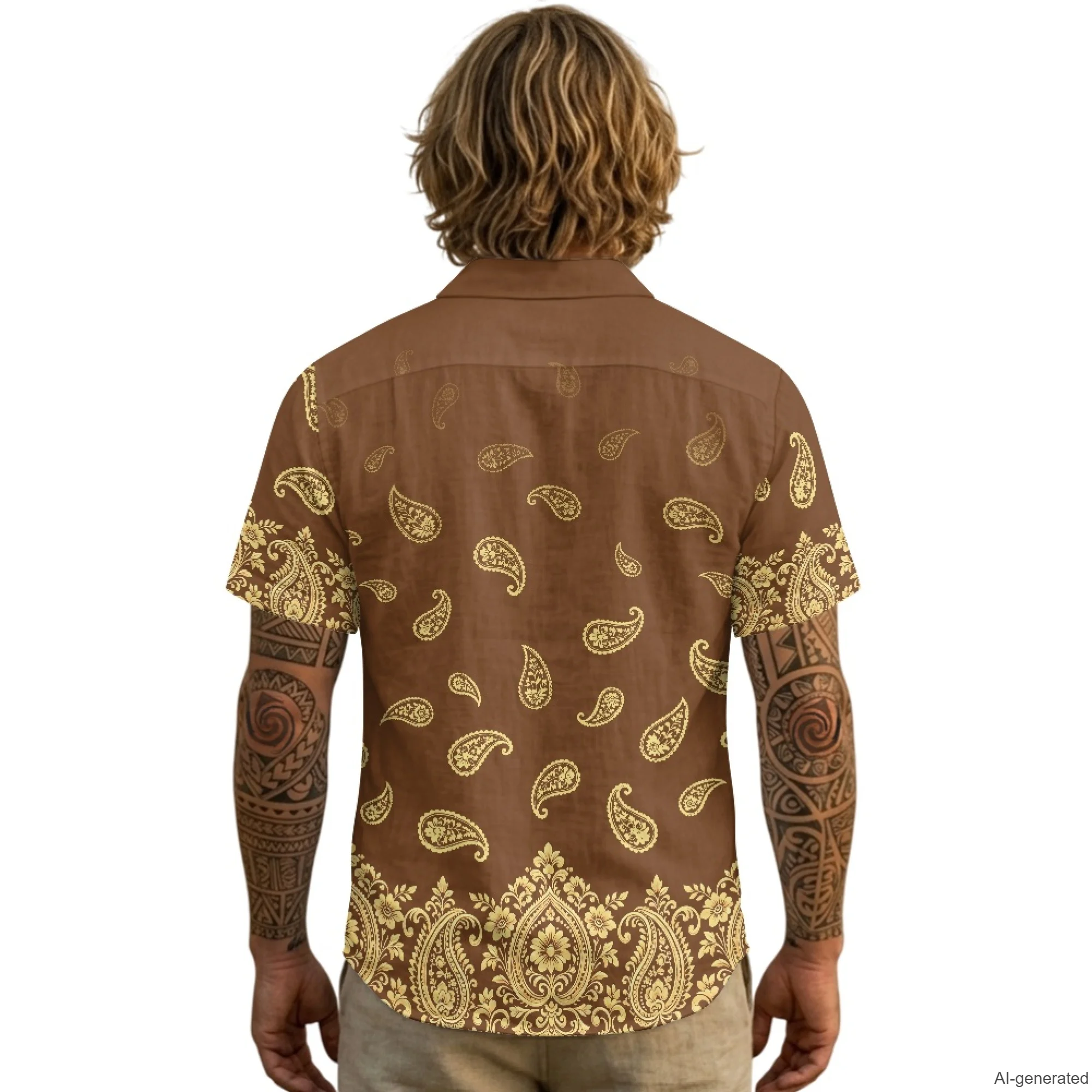 XIXIRIMIDO Summer Men's Linen Casual Lightweight Button Turn-Cown Collar Breathable Shirts Paisley Print Beach Style Plus Size