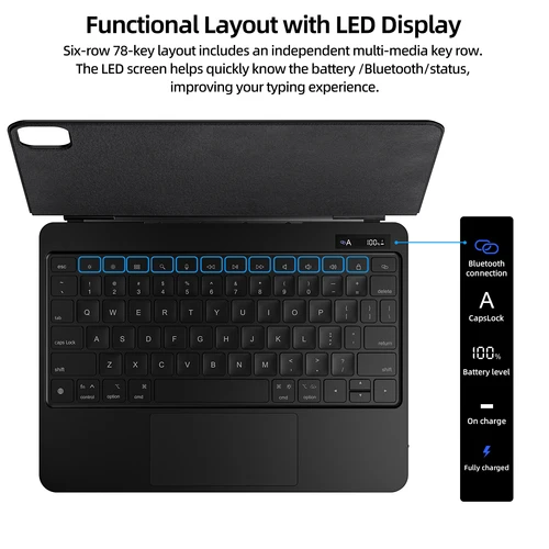Imagen 2 del producto Teclado mágico para iPad Air 2025 funda para iPad Air 6 2024 Pro 13 Pro 11 2024 para iPad Pro 12,9 Air 4 5 10,9 con pantalla LCD