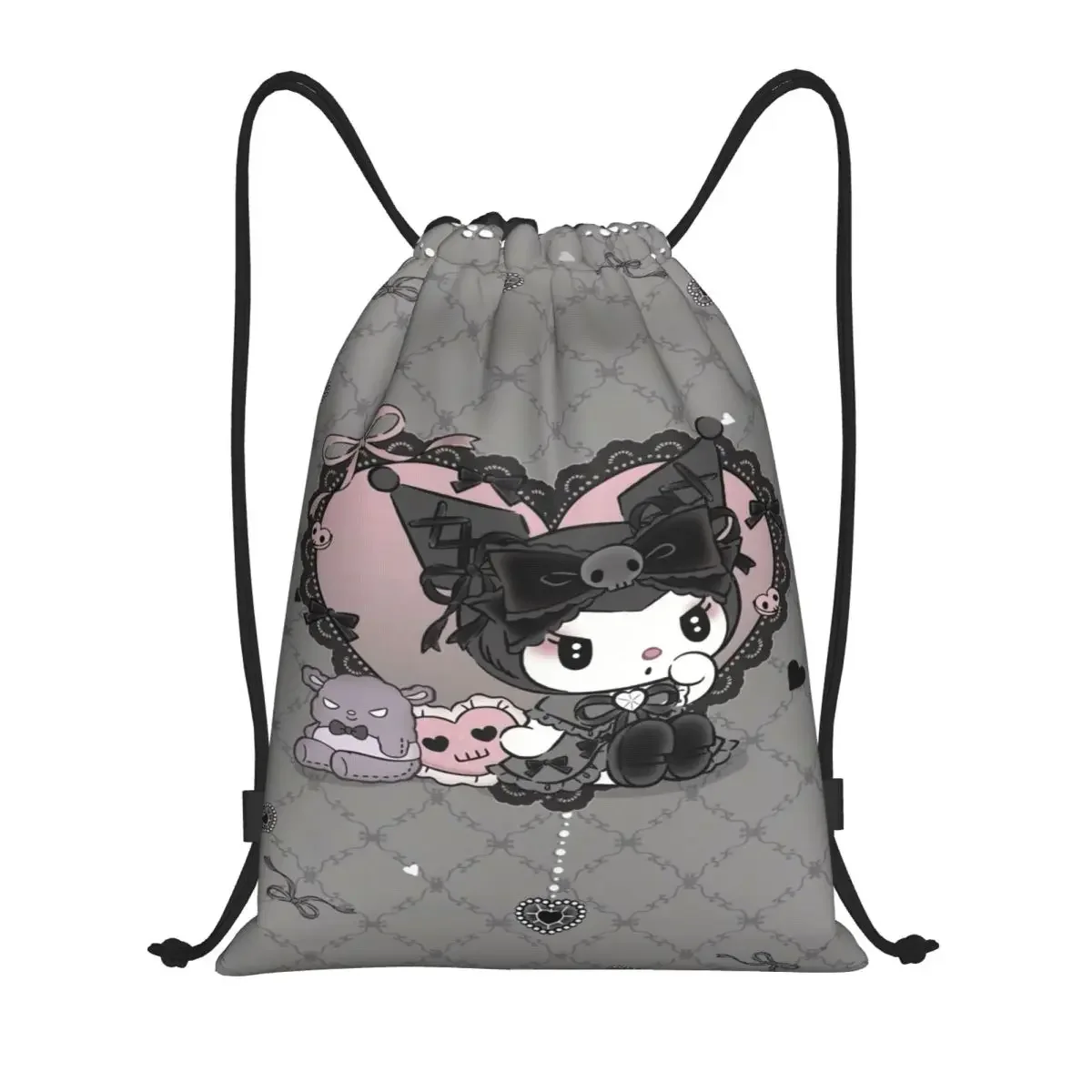 

Custom Melody Cartoon Lovers Drawstring Backpack Sports Gym Bag for Men Women Shopping Sackpack