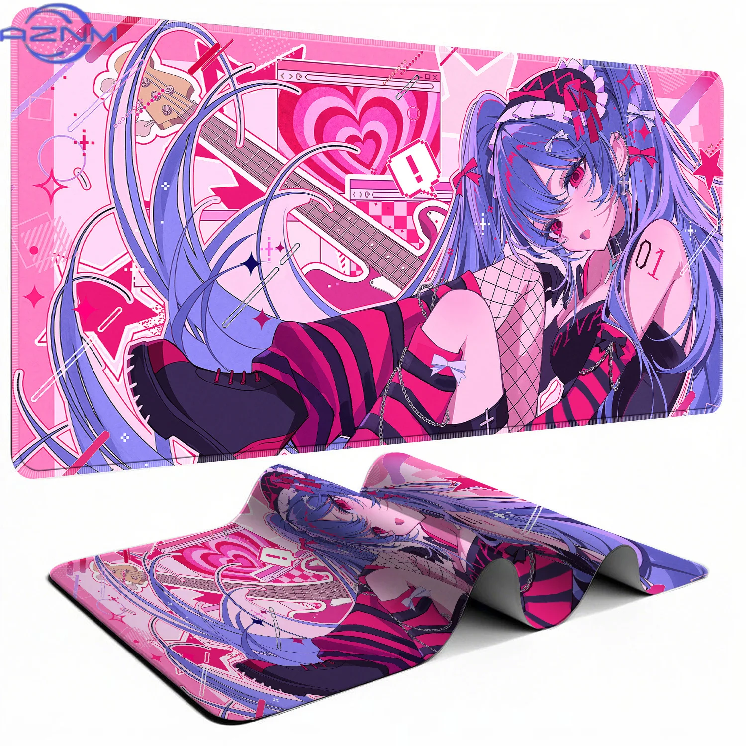 Popular virtual diva H-Hatsune Cute Miku Mouse Pad Non-Slip Rubber Edge Locking Mousepads Game Play Mat for Notebook PC Computer
