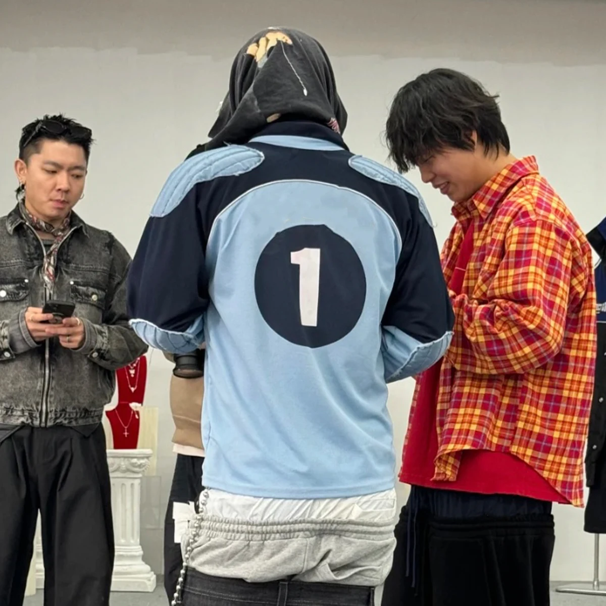 

NIGO Men's Fall And Winter Blue High Street Retro Long Sleeve T-shirt Round Neck Fashion Sweater Tops #NGTOP12151