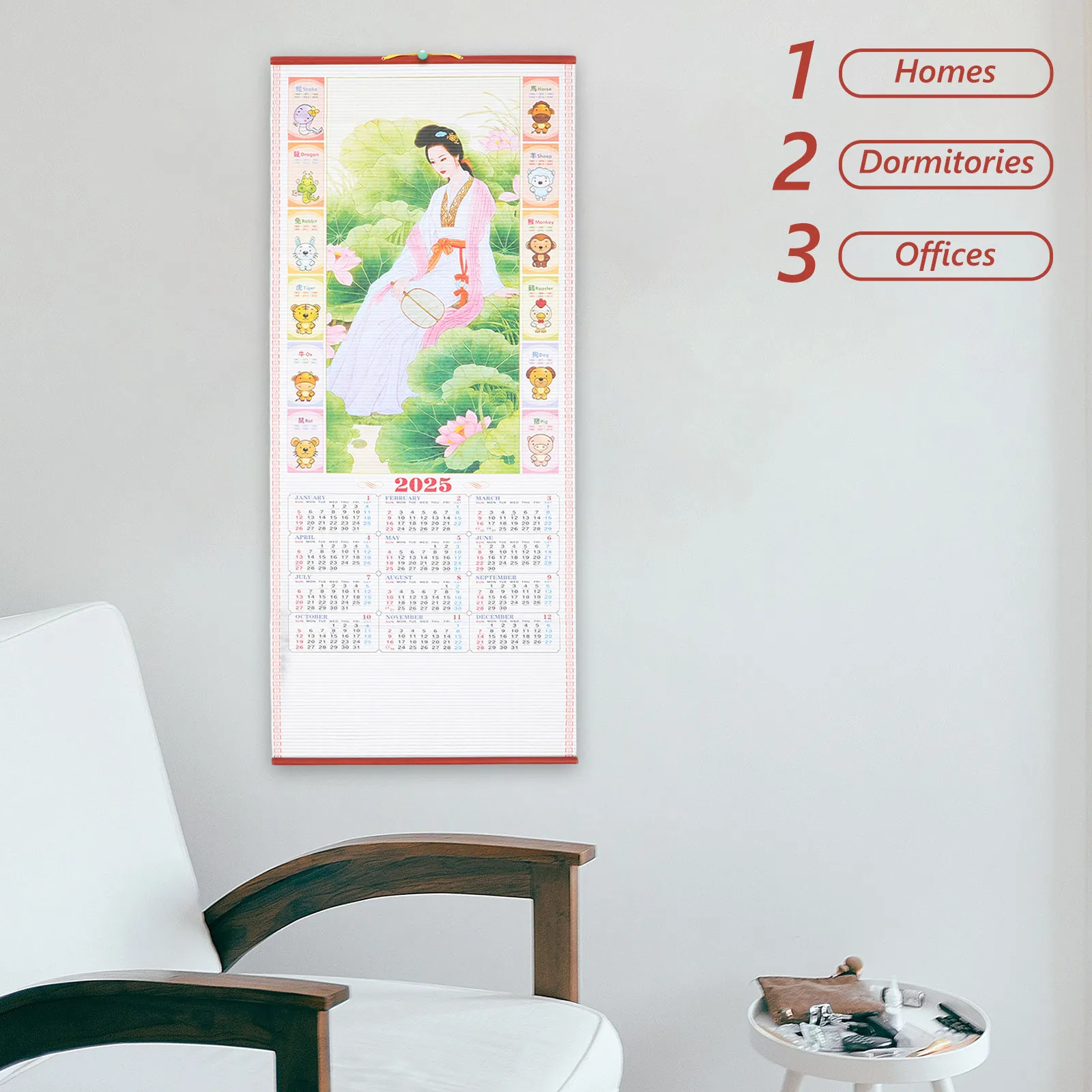 Calendrier mural lunaire chino - Home Office Wallpaper avis et prix
