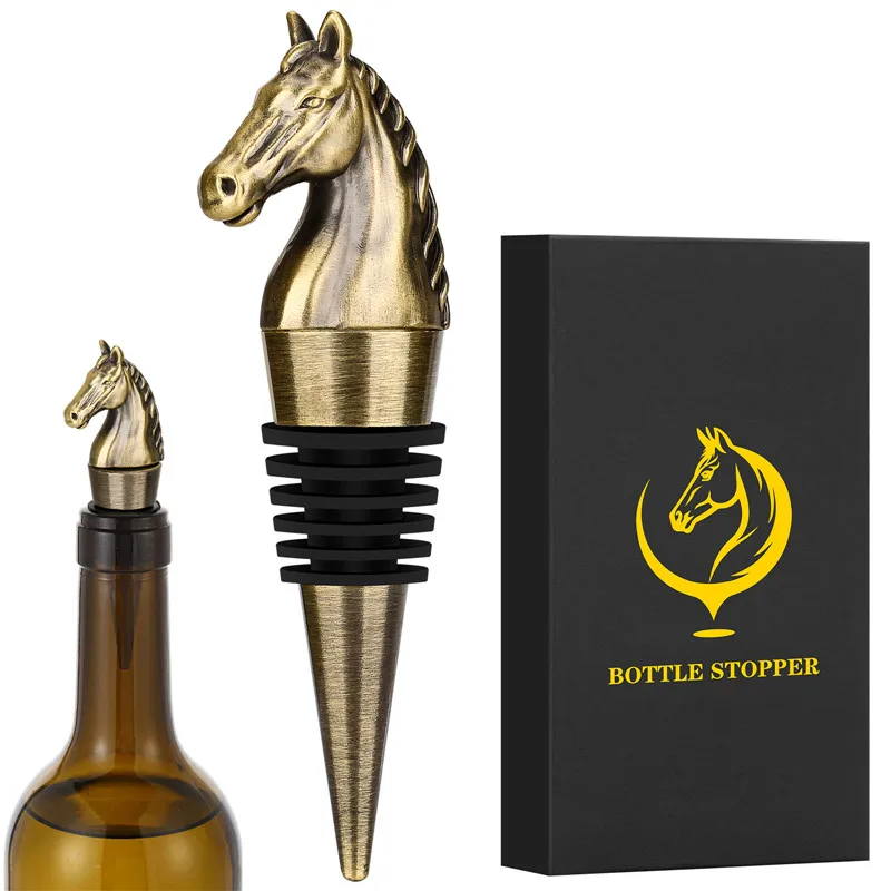 

Vintage Horse Head Wine Stopper Metal Champagne Bottle Stoppers Bar Accessory for Wedding Party