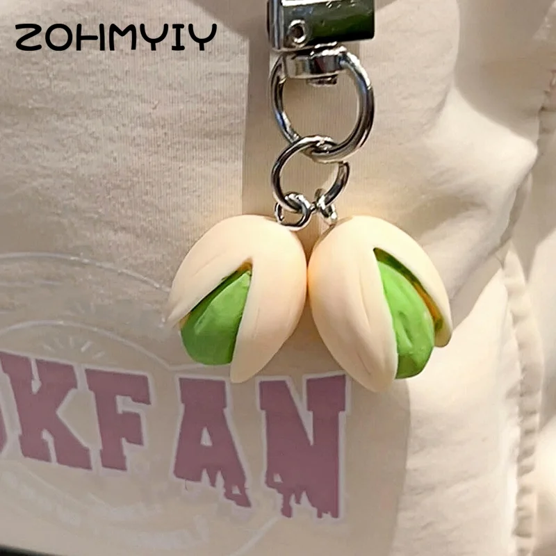 1:1 Pistachio Keychain Creative Food Series Personality Backpack Pendant Cute Lady Pendant Trinket Simulation Food