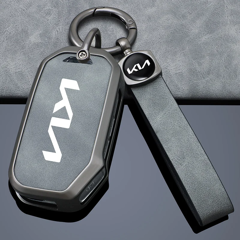 For Kia Sportage Ceed Xceed Sports K5 Seltos 2019 2020 2022 2023 Zinc Alloy Leather Remote Key Case Car Holder Chain Key Cover