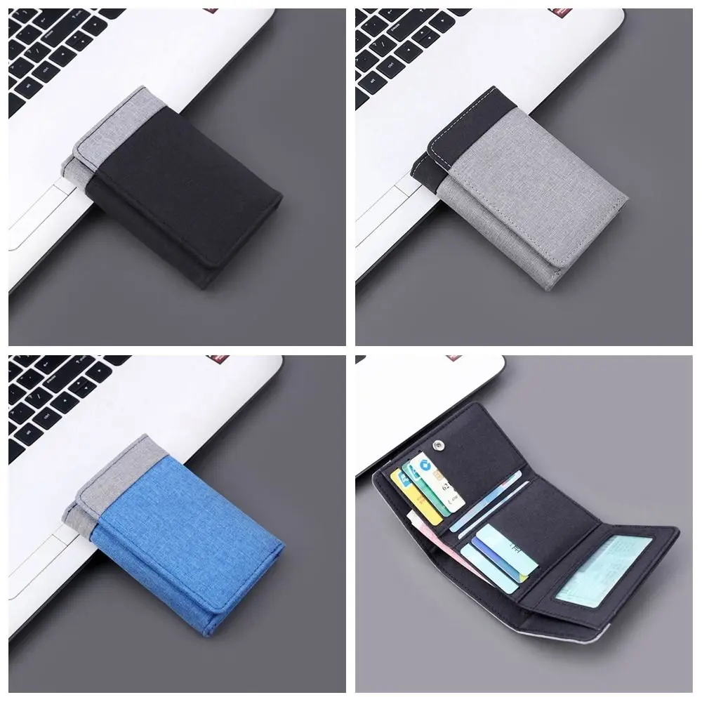 

Short Men Wallets Fashion Multi-position Card Holder Three Fold Purse Korean Style Change Purse Canvas Money Clip Shopping