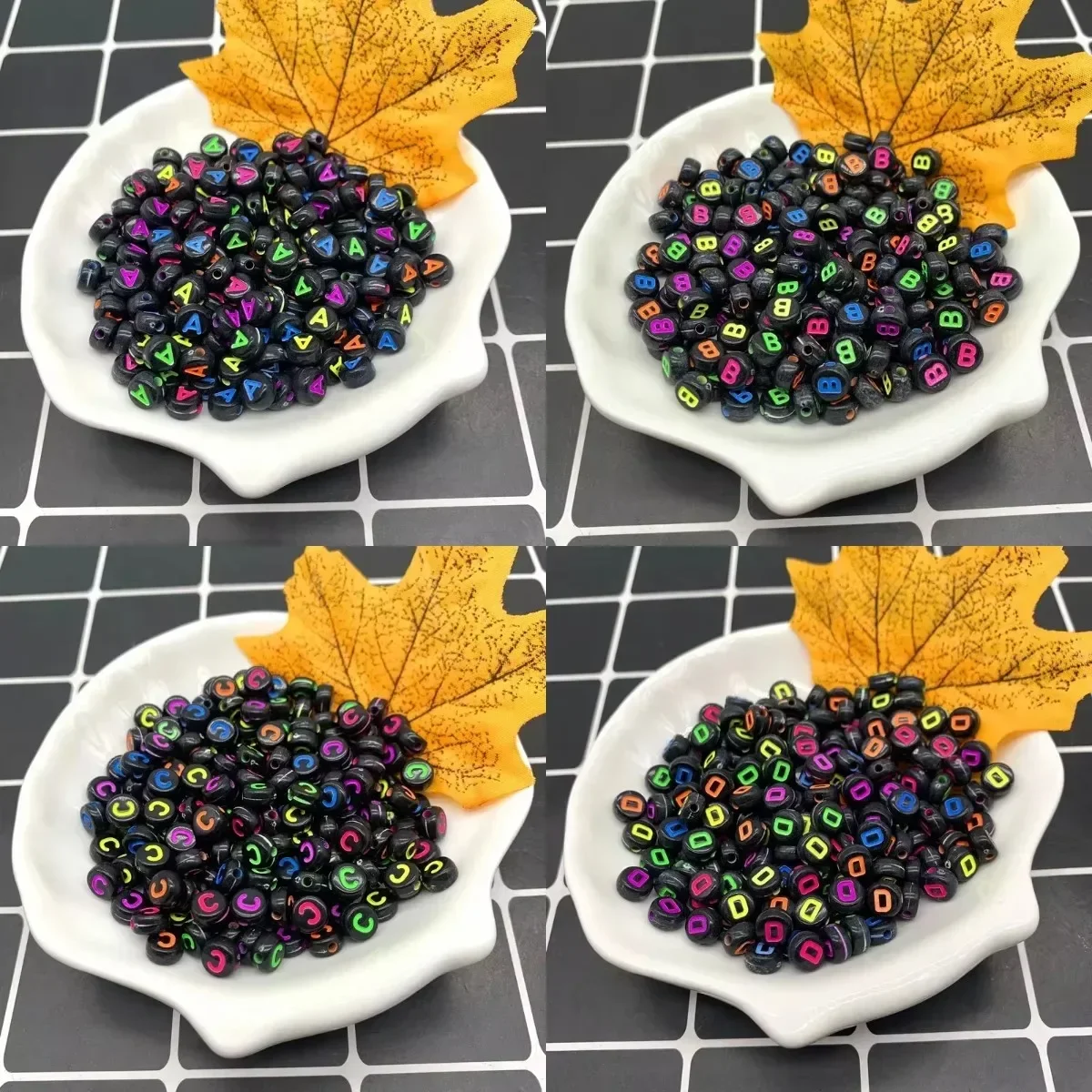 100-500PCS Black A-Z 26 Letter Beads Acrylic Round Flat Loose Spacer Alphabet Beads for Jewelry Making Diy Handmade Bracelet