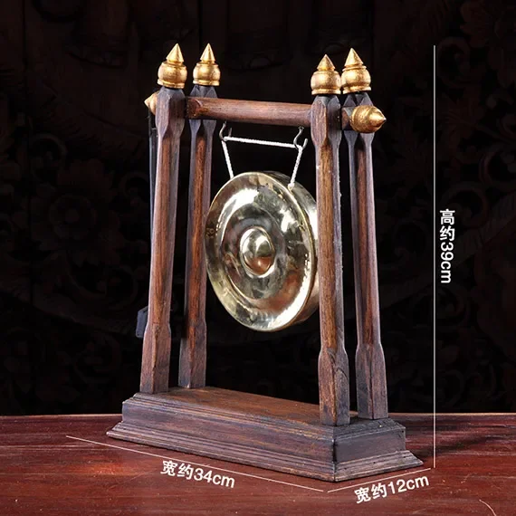 Solid wood wind chimes tabletop ornaments town house lucky longevity gong ornaments home decoration handicrafts ornament gong
