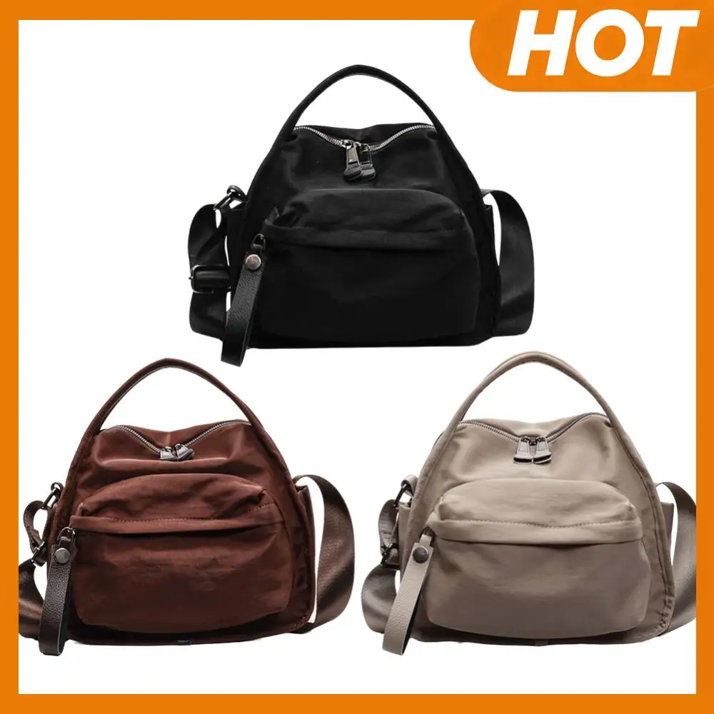 

Women Simple Shoulder Bag Solid Color Oxford Cloth Handbag Zipper Closure Versatile Shoulder Bag Travel Shopping Work Date Bag
