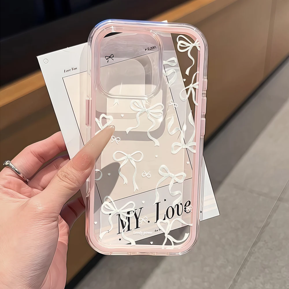Handgezeichnete Schleifen-Handyhülle für iPhone 16 14 15 Plus 13 14 15 17 16 12 11 ProMax 16 15 14 Pro 17Air Transparente Weiche Hülle – Detail 1