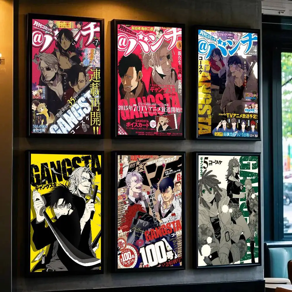 1pc Japanese Comics GANGSTA Anime Poster Sticker Print Waterproof Wall Art For Living Room Bedroom Home Decor