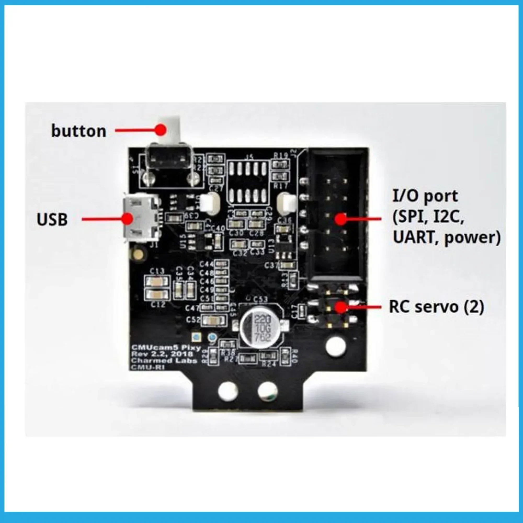 Pixy 2 CMUcam5 Sensor de câmera de visão de reconhecimento de imagem LPC4330 204 MHz