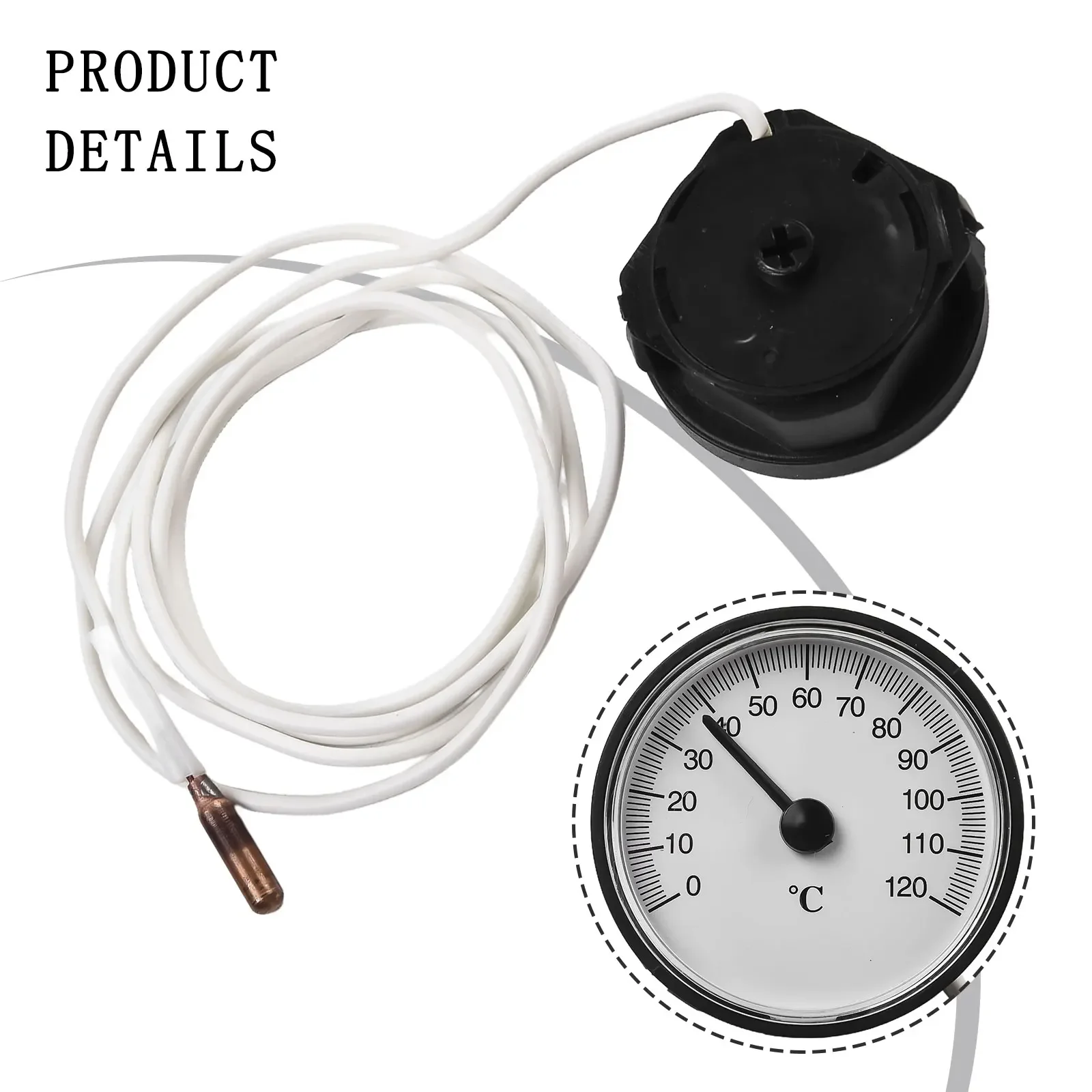 For Dial Thermometer With 1.44m Capillary Tube Brass Probe 0-120C For Water Oil Fish Tank Pool For Refrigerator Temperature Gaug