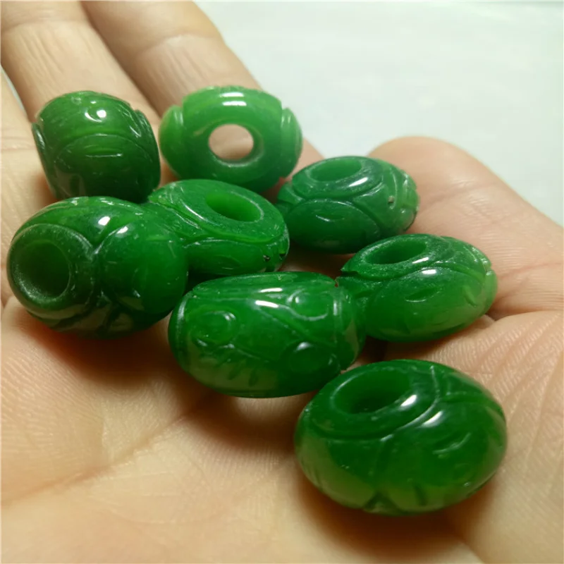 Jade Dried Green Tielongsheng Carved Abacus Beads Spacer Separate/Loose BeadsDIYBracelet Necklace Accessories Wholesale